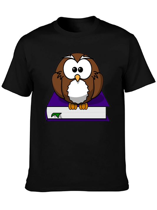 Owl on Book Graphic Tee - Black T-Shirt