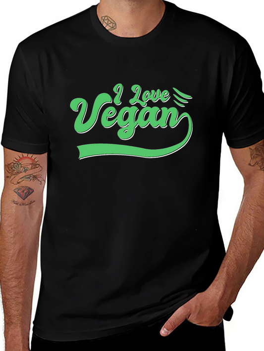 I Love Vegan Graphic Tee - Black Cotton T-Shirt