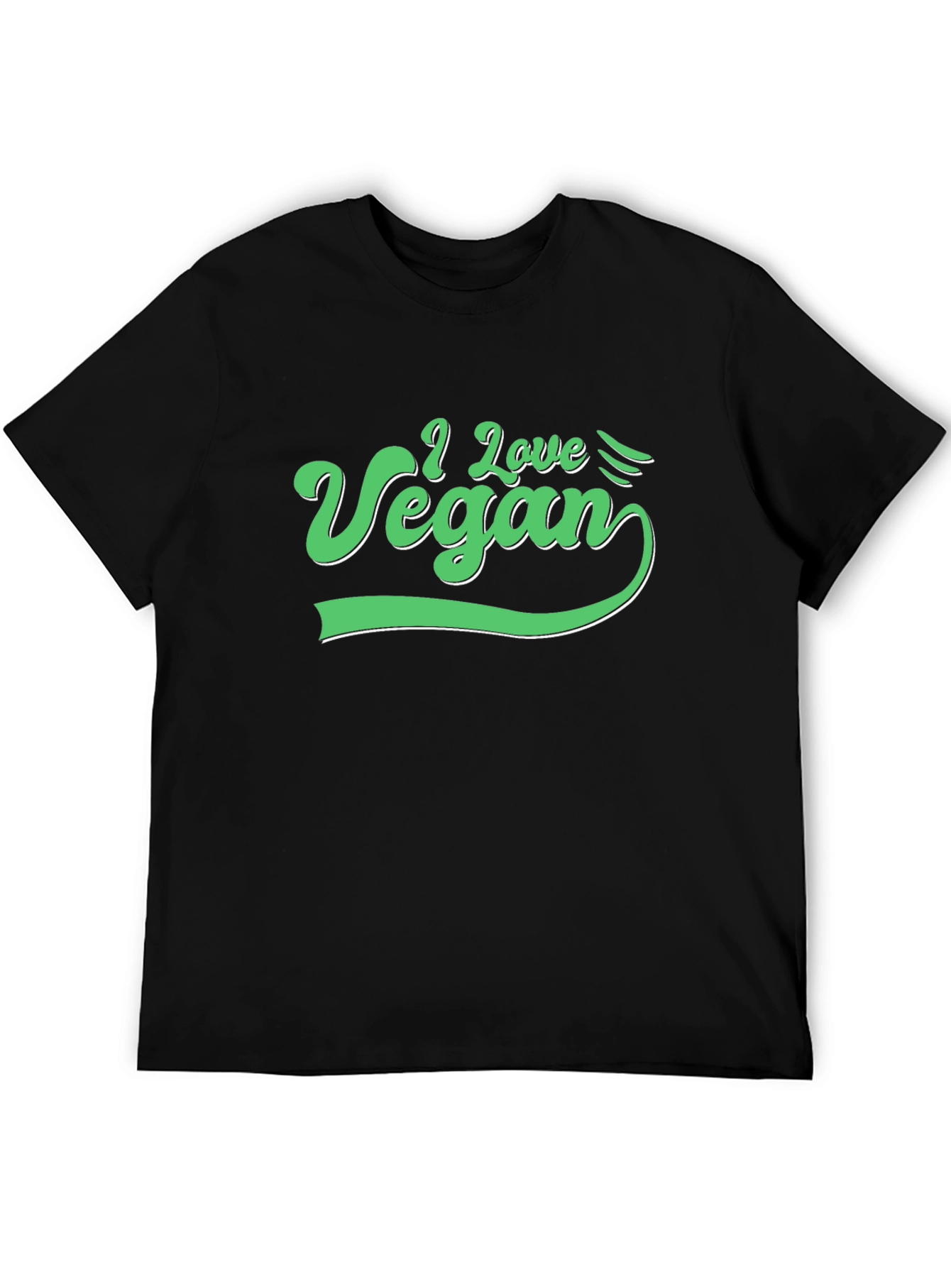 I Love Vegan Graphic Tee - Black Cotton T-Shirt