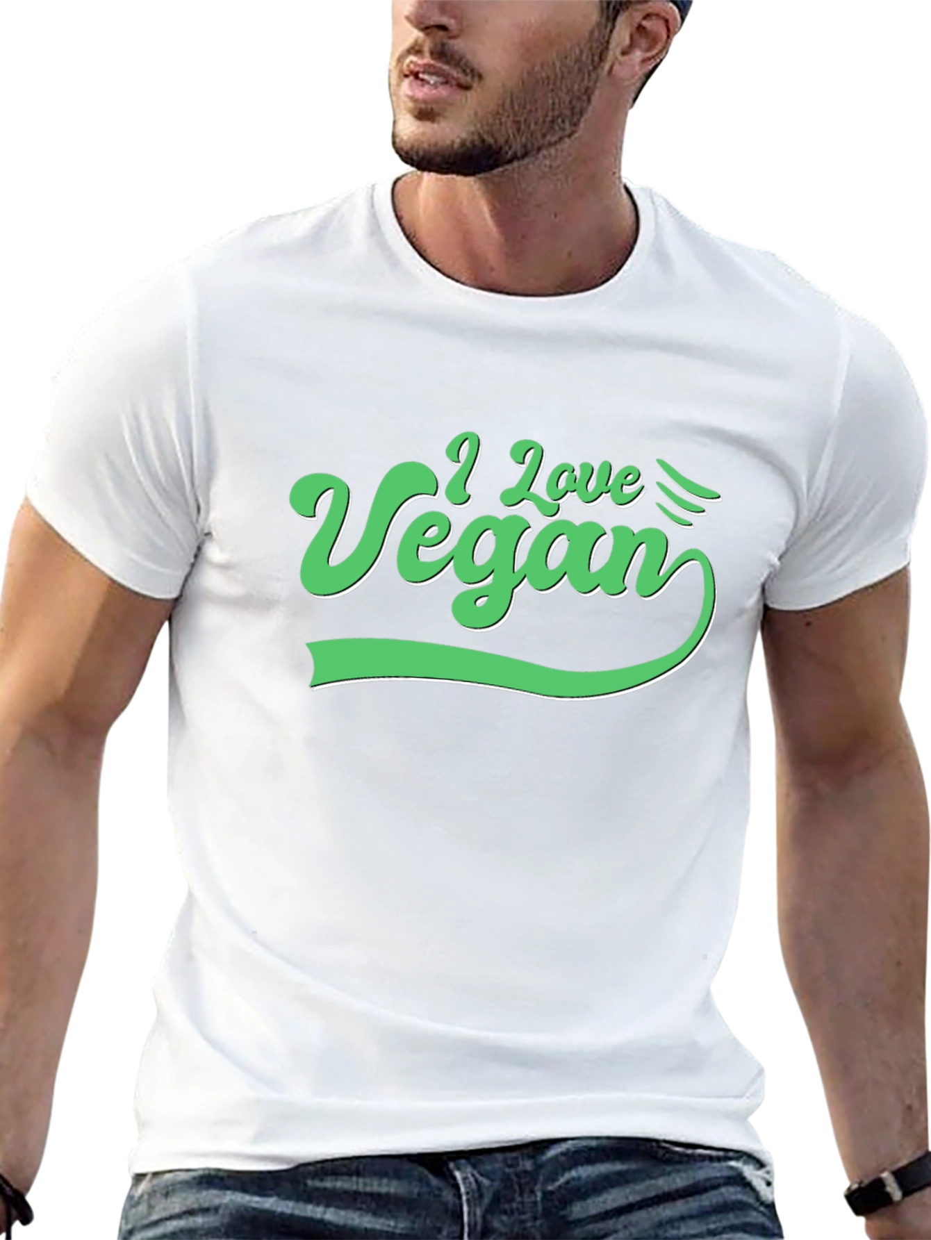I Love Vegan Graphic Tee - Black Cotton T-Shirt