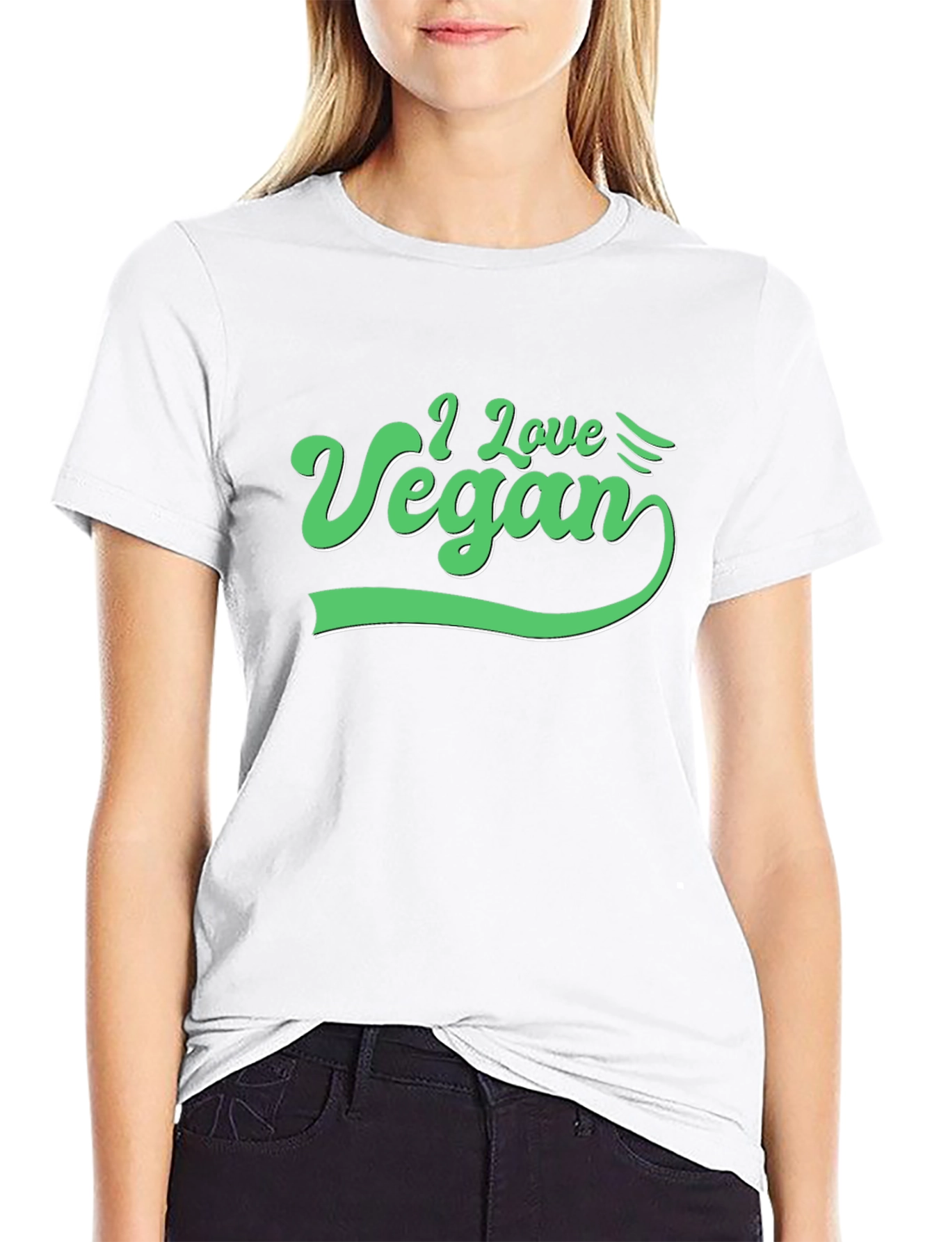 I Love Vegan Graphic Tee - Black Cotton T-Shirt