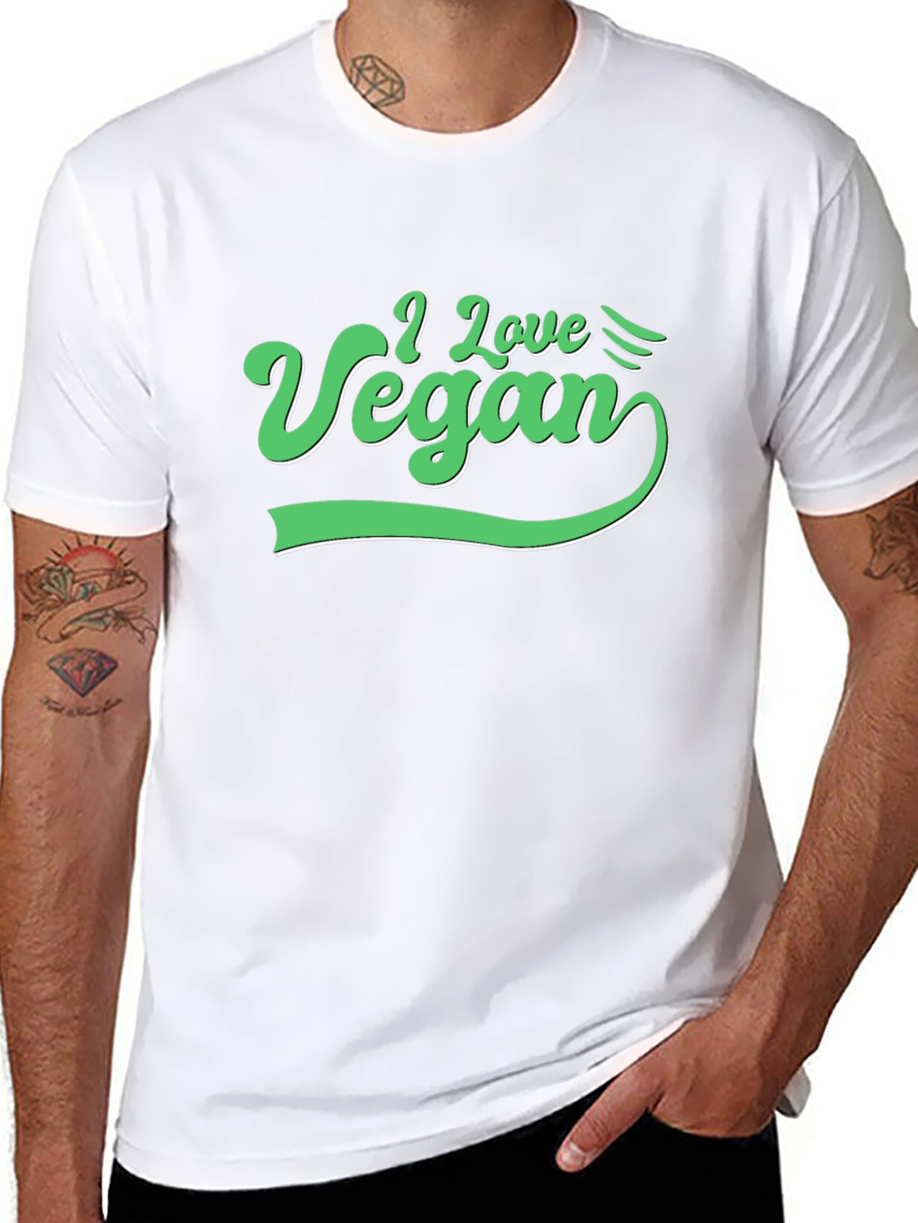 I Love Vegan Graphic Tee - Black Cotton T-Shirt