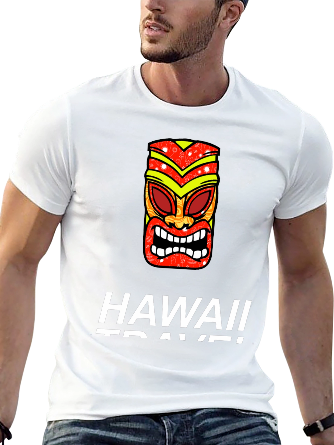Hawaii Tiki Mask Graphic T-Shirt