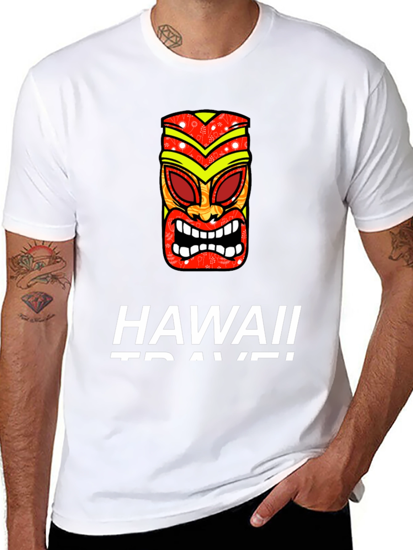 Hawaii Tiki Mask Graphic T-Shirt