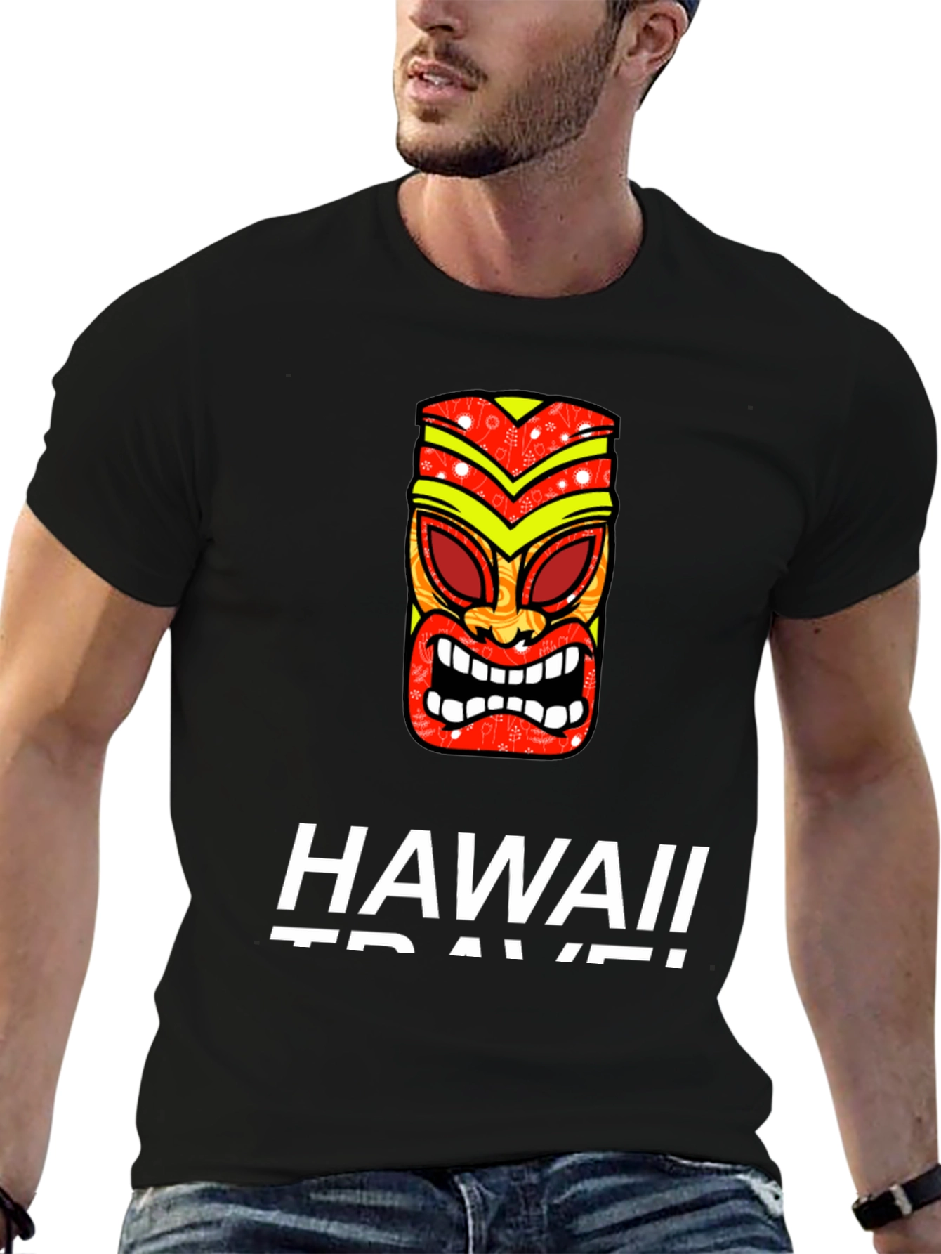 Hawaii Tiki Mask Graphic T-Shirt