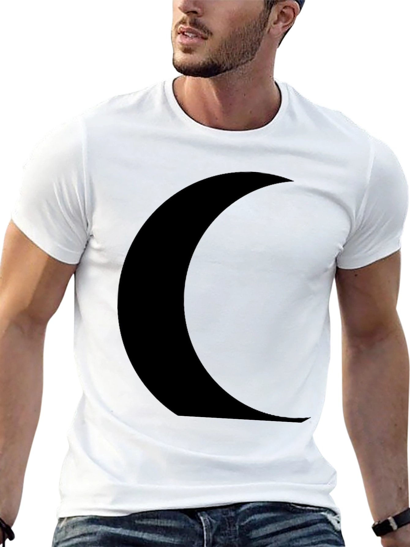 Crescent Moon Graphic Black Tee Shirt