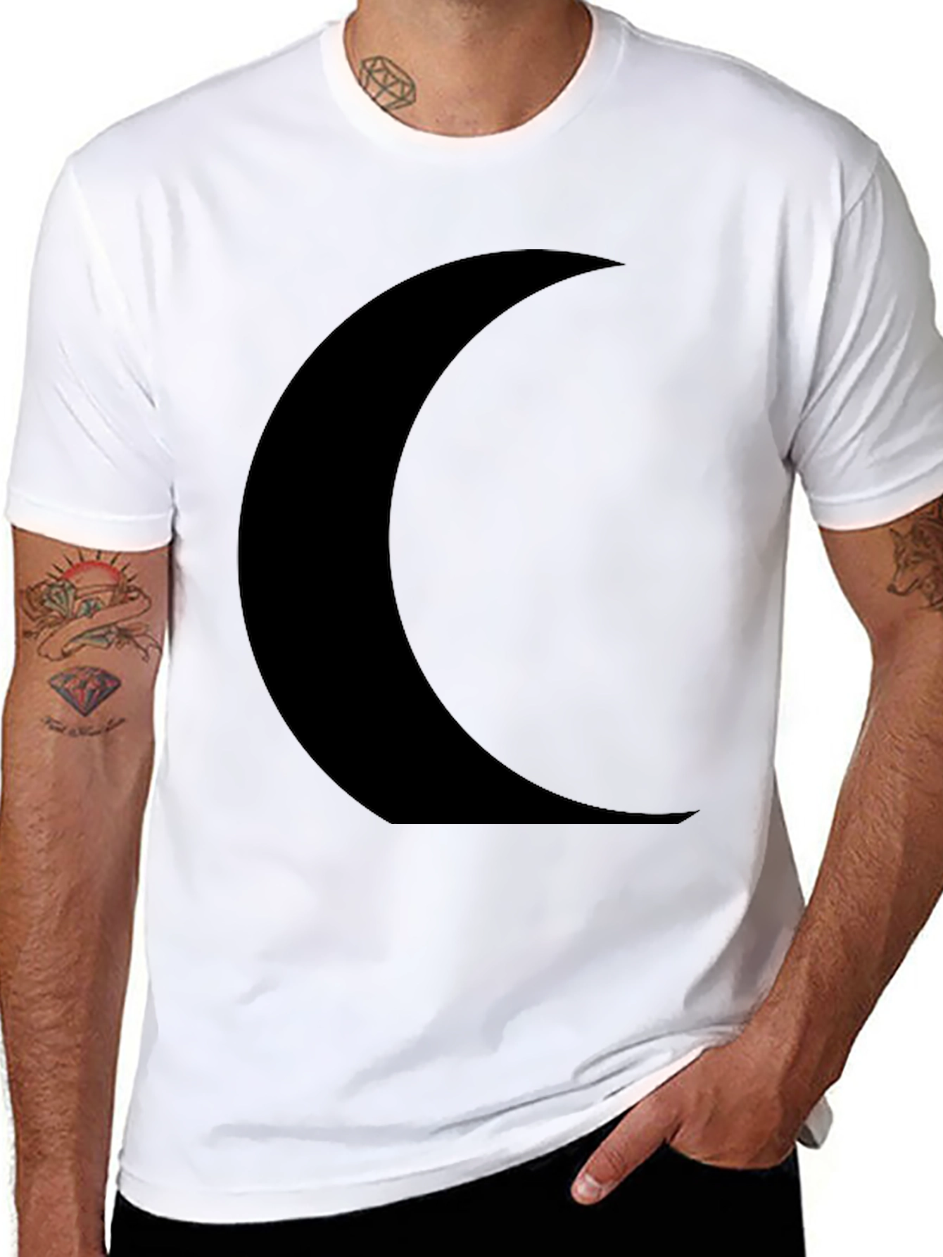 Crescent Moon Graphic Black Tee Shirt
