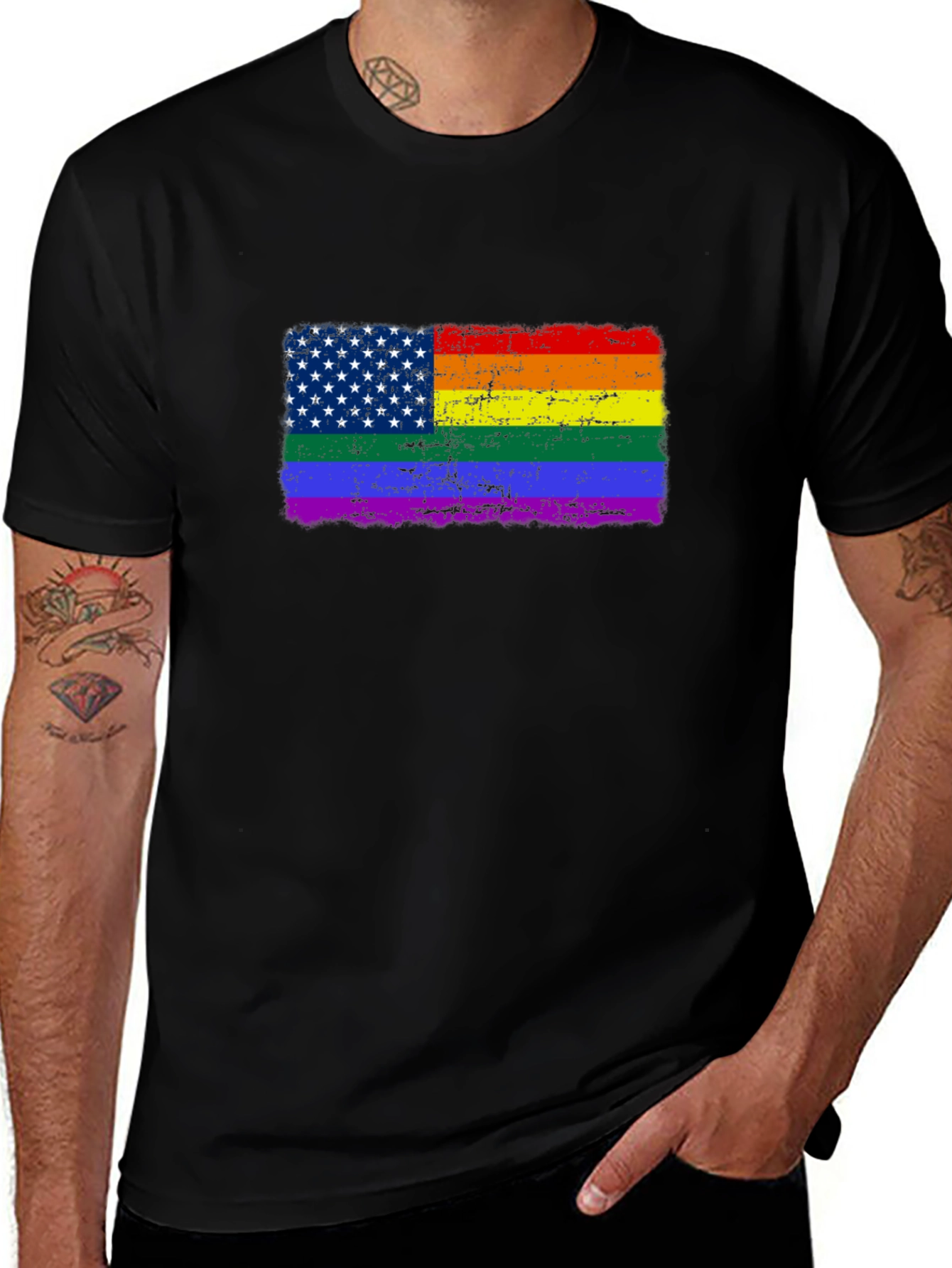 Pride USA Flag T-Shirt - Distressed Graphic Tee