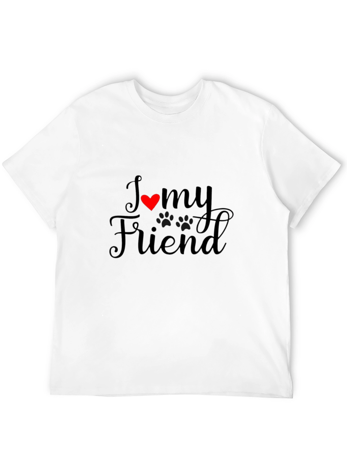 I Love My Friend Black Crewneck T-Shirt