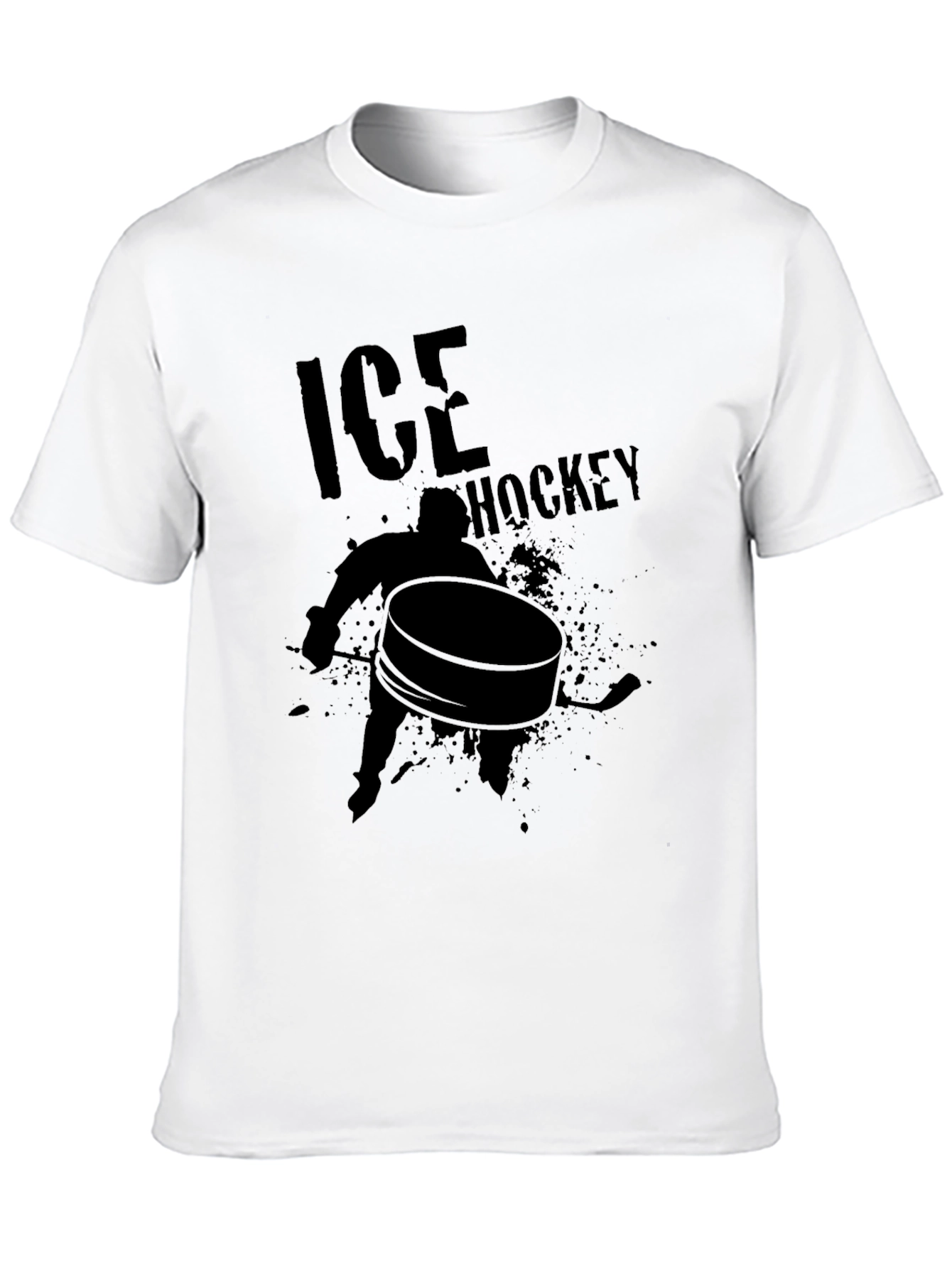 Ice Hockey Graphic Tee - Black Cotton T-Shirt