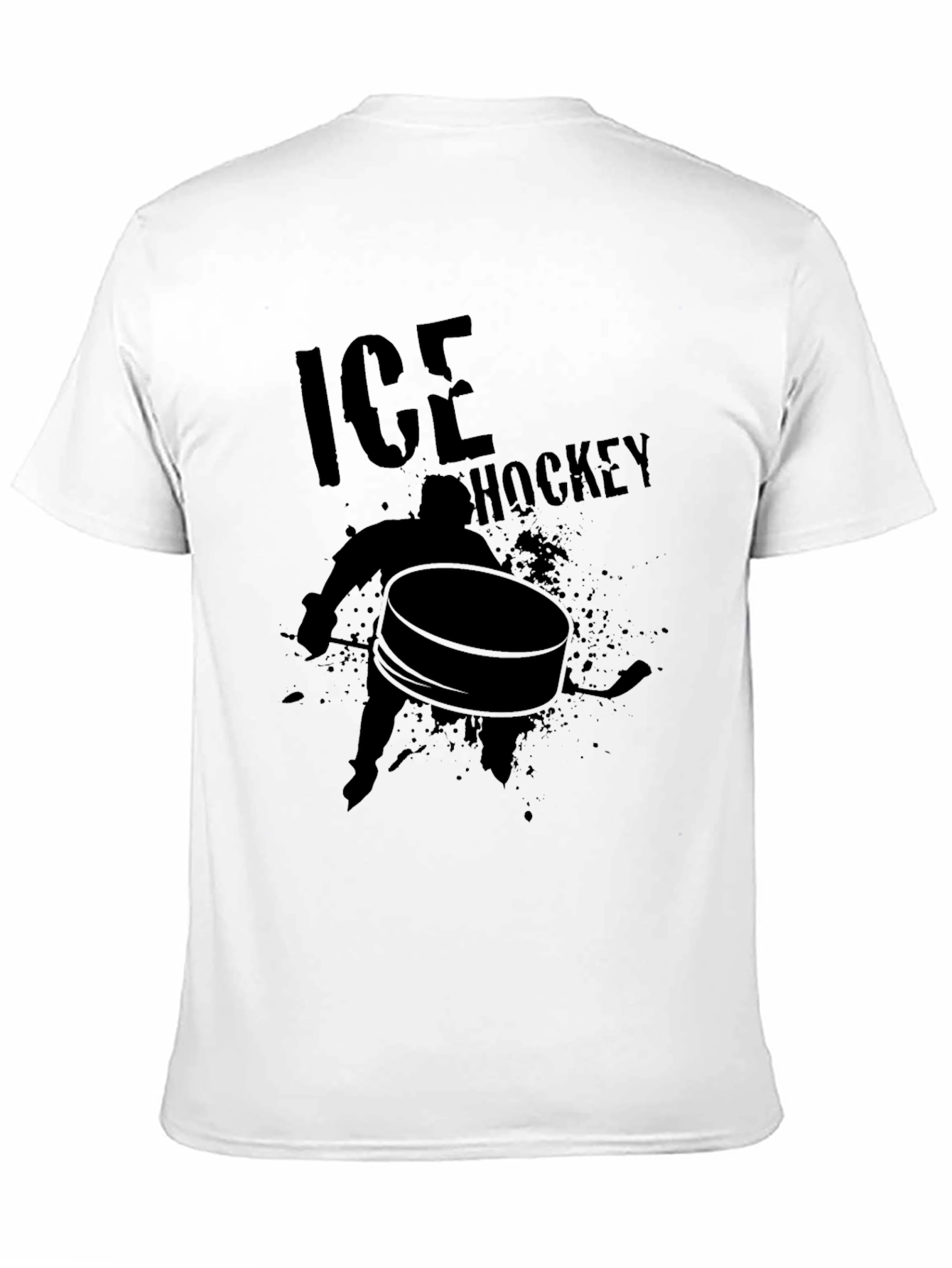 Ice Hockey Graphic Tee - Black Cotton T-Shirt