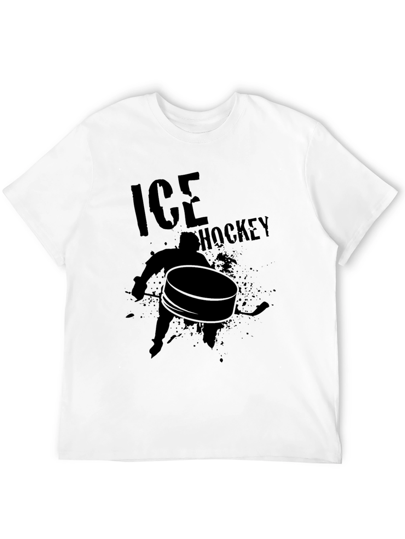 Ice Hockey Graphic Tee - Black Cotton T-Shirt
