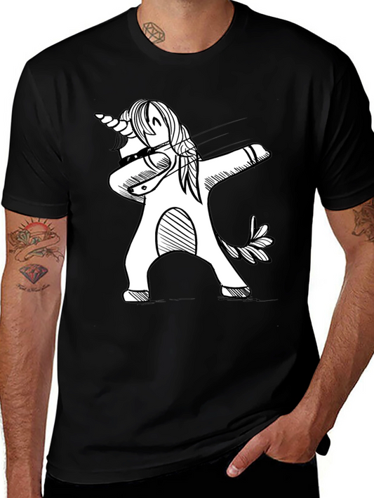 Dabbing Unicorn Black Graphic T-Shirt