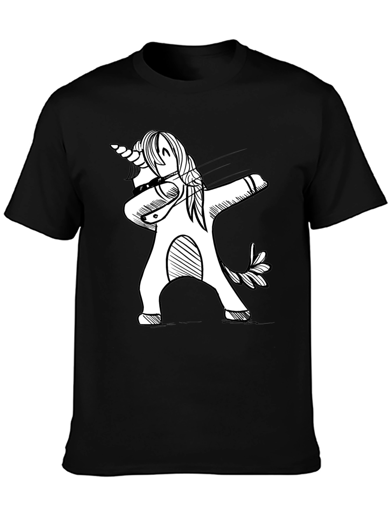 Dabbing Unicorn Black Graphic T-Shirt