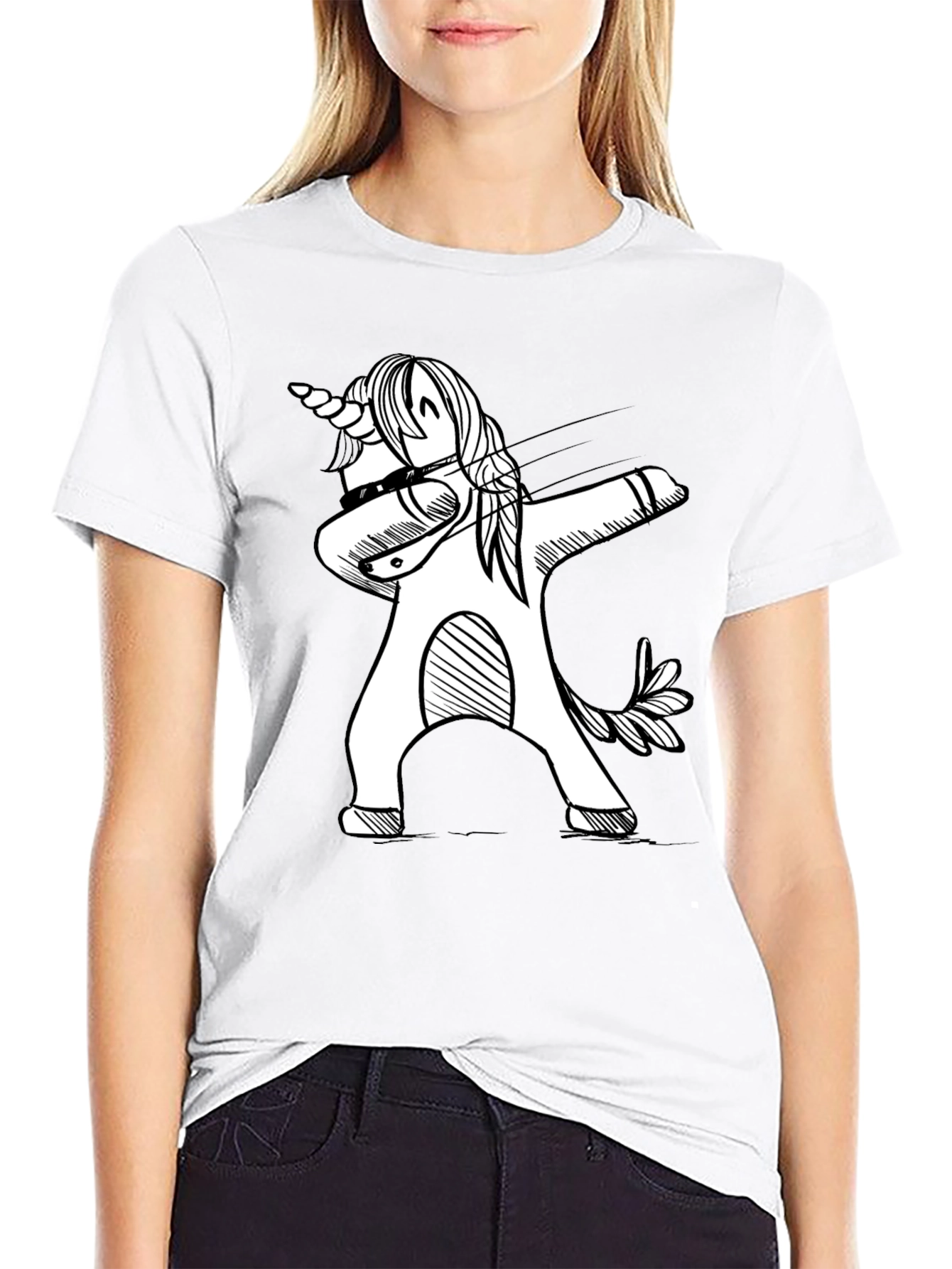 Dabbing Unicorn Black Graphic T-Shirt