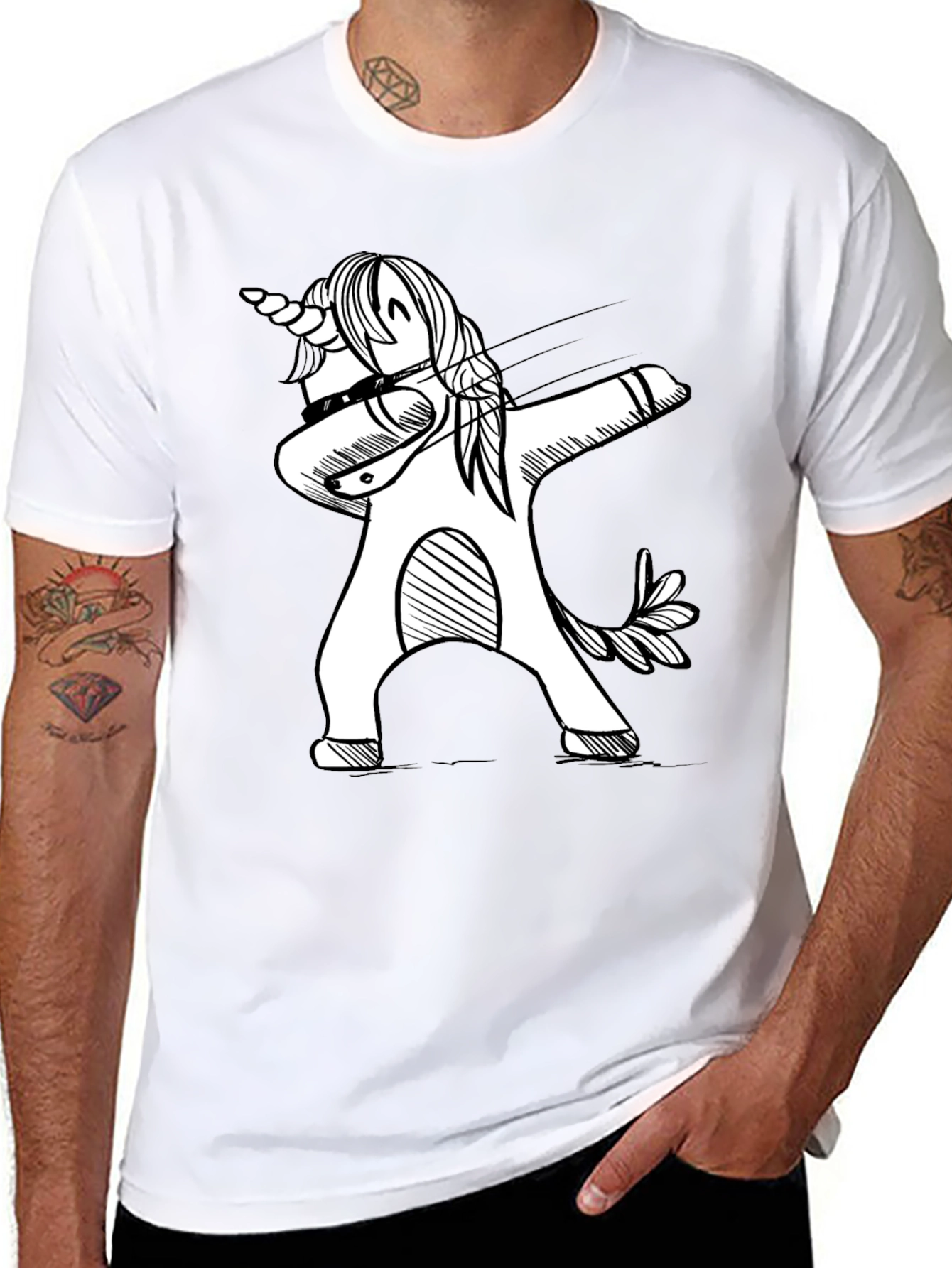 Dabbing Unicorn Black Graphic T-Shirt