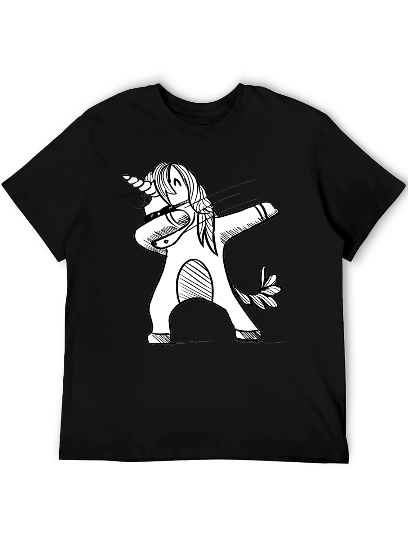 Dabbing Unicorn Black Graphic T-Shirt