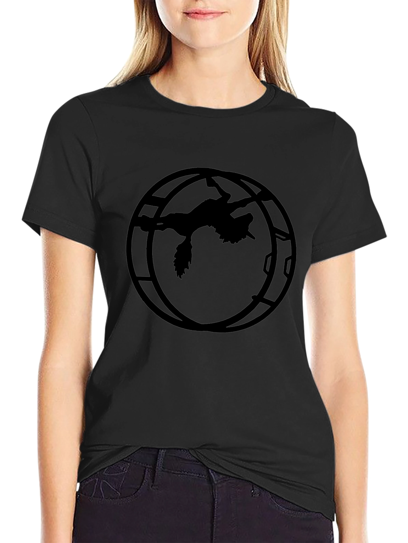 Mens Black Graphic T-Shirt - Wolf Silhouette Design
