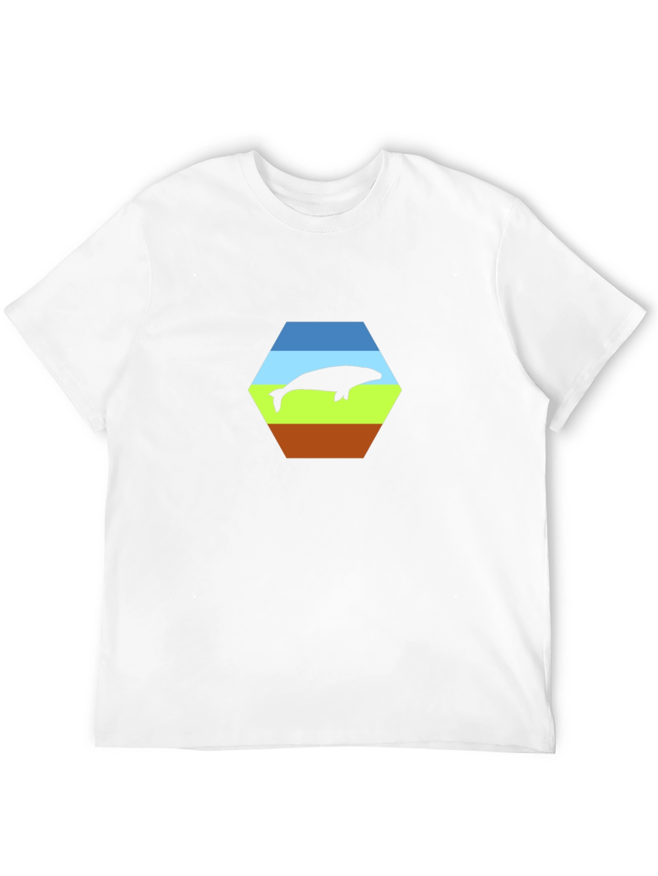Stylish Whale Hexagon Graphic Tee - Soft Cotton Blend