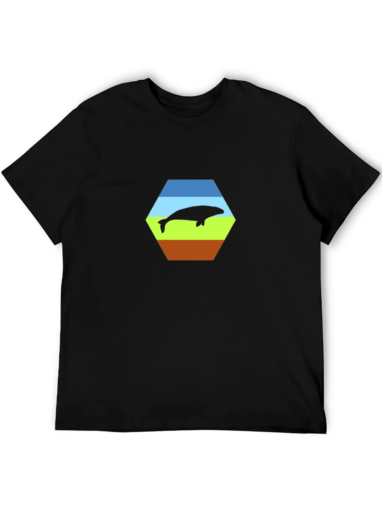 Stylish Whale Hexagon Graphic Tee - Soft Cotton Blend