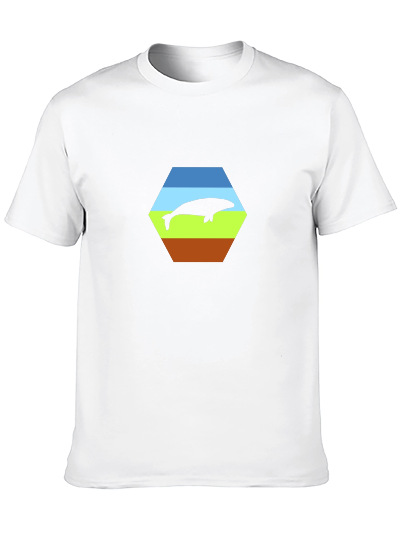 Stylish Whale Hexagon Graphic Tee - Soft Cotton Blend