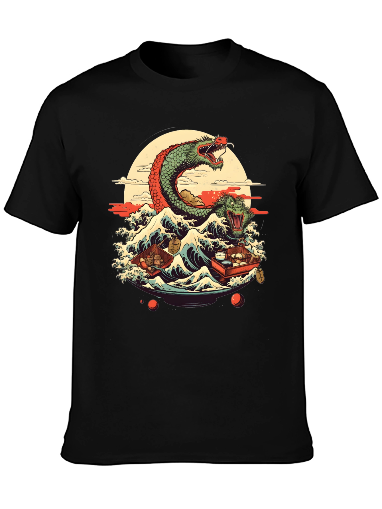 Dragon Wave Graphic Tee - Japanese Style