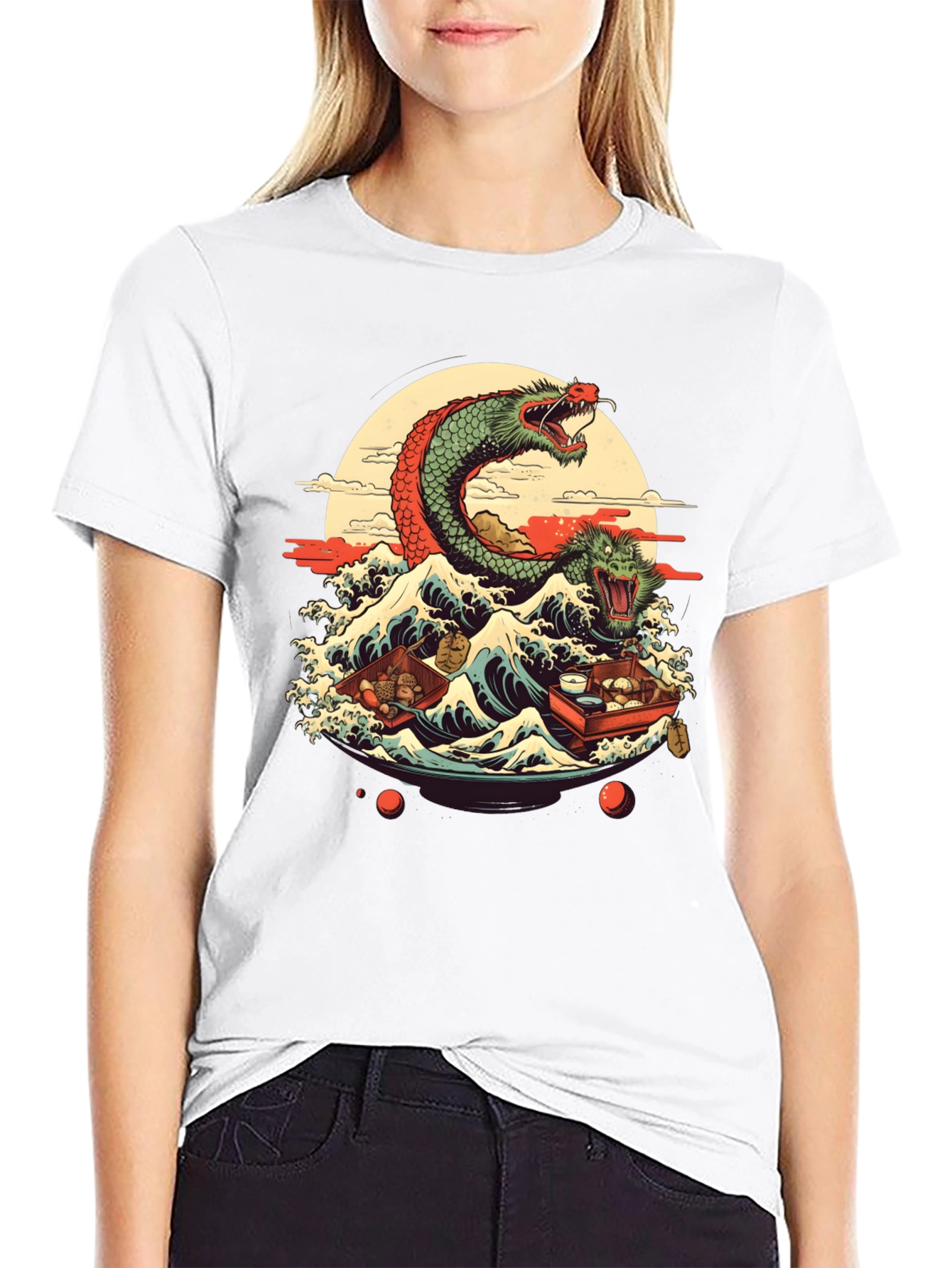 Dragon Wave Graphic Tee - Japanese Style