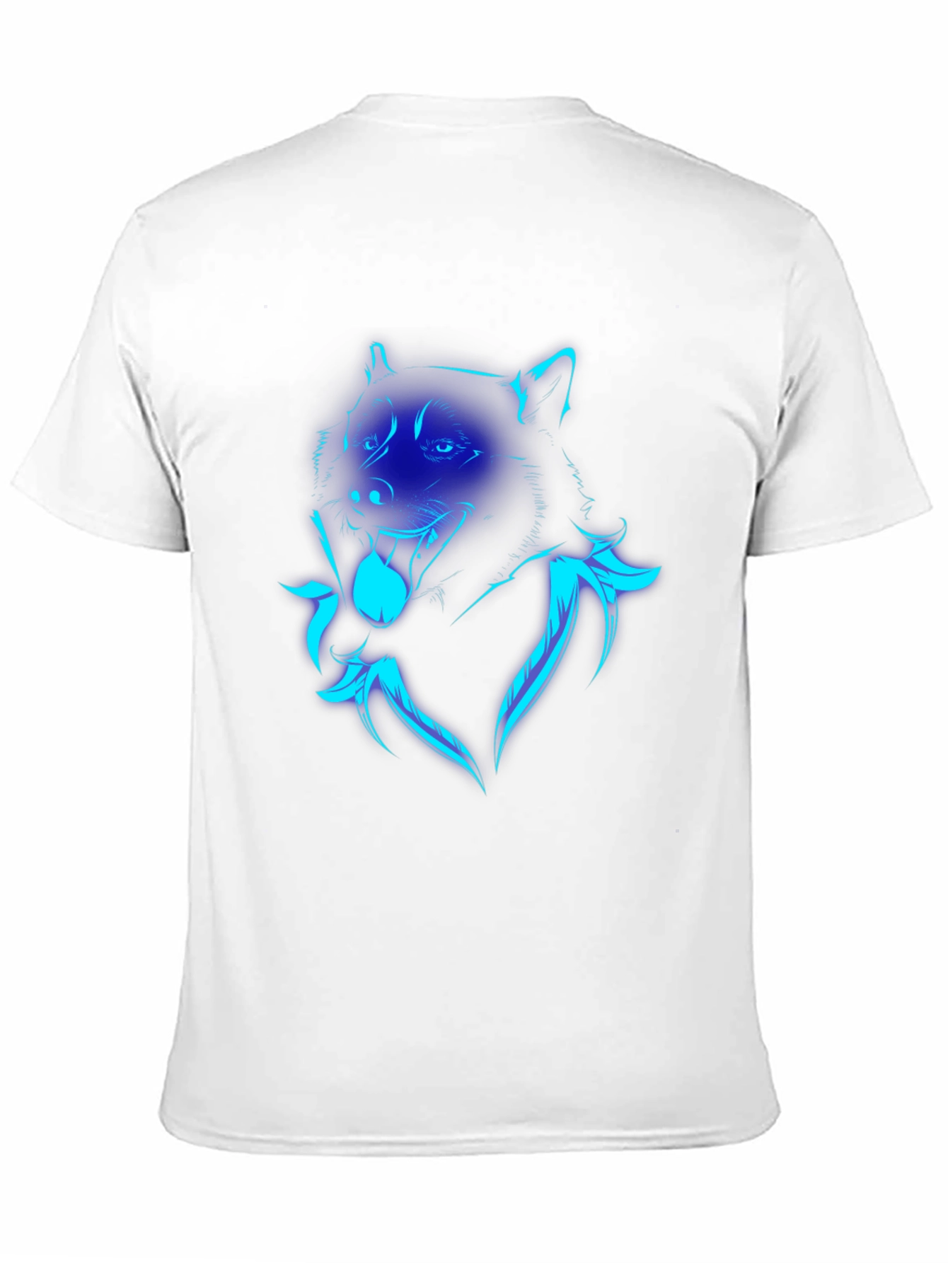 Neon Wolf Graphic Print Black T-Shirt