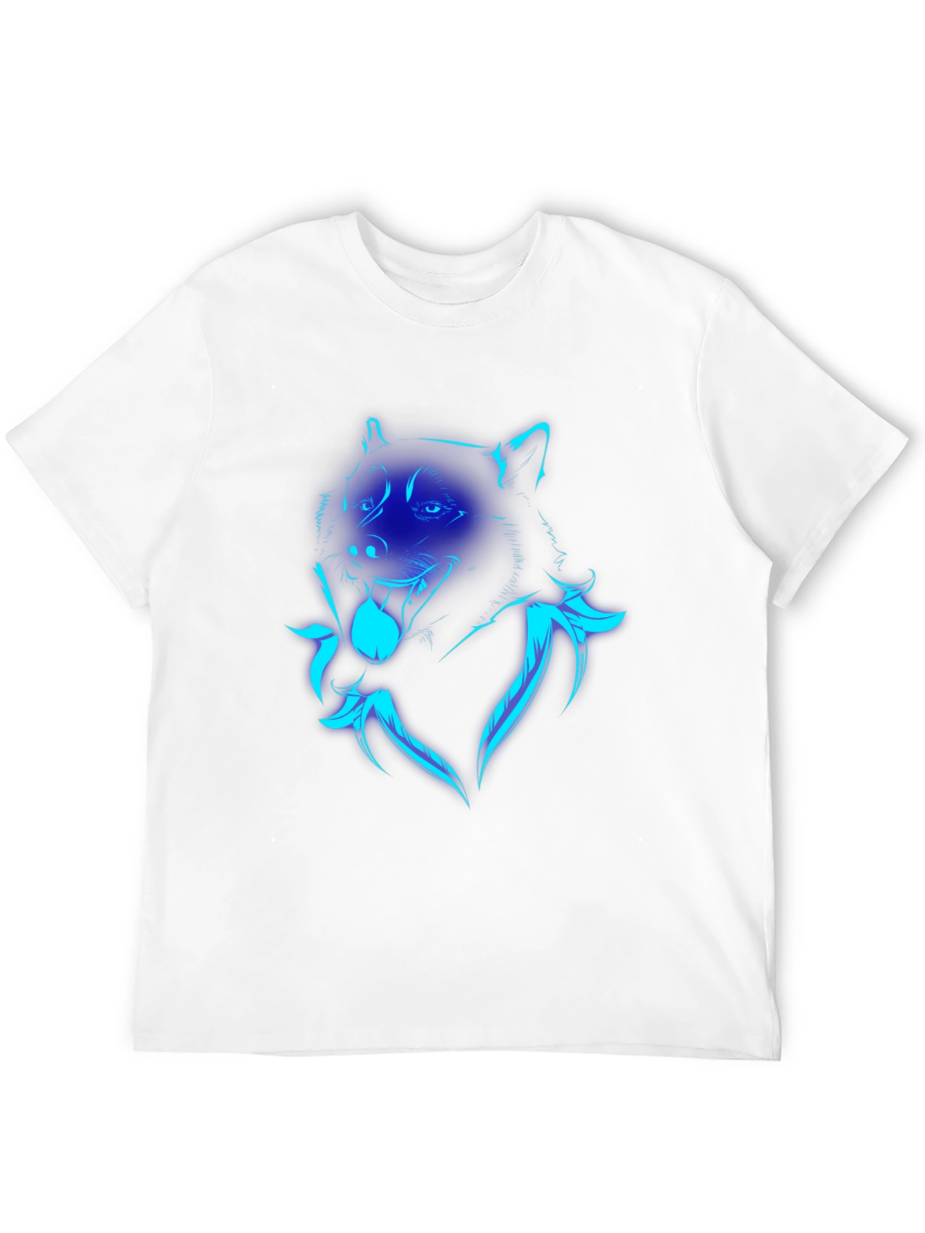 Neon Wolf Graphic Print Black T-Shirt