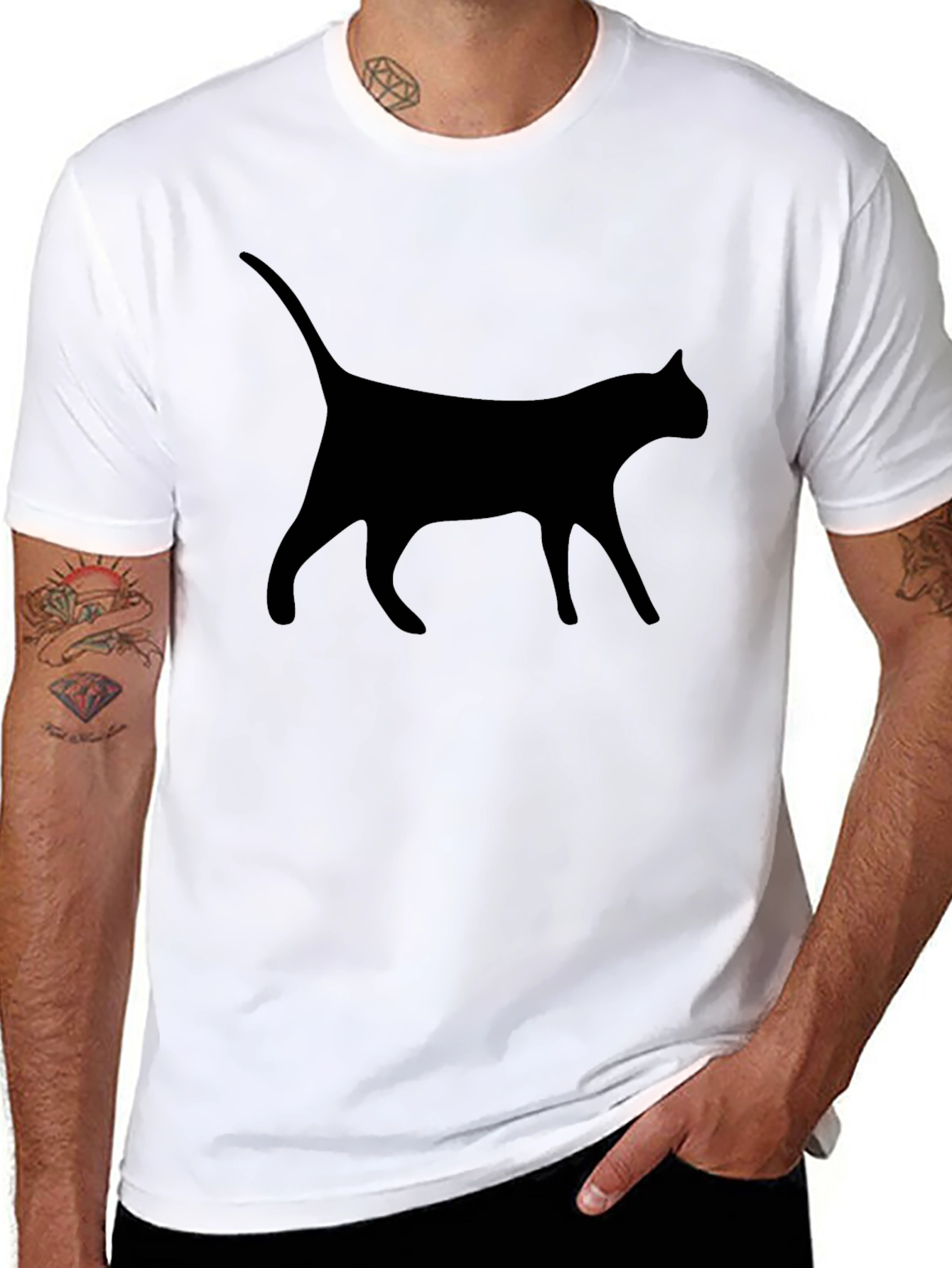 Cat Silhouette Black T-Shirt - Unisex