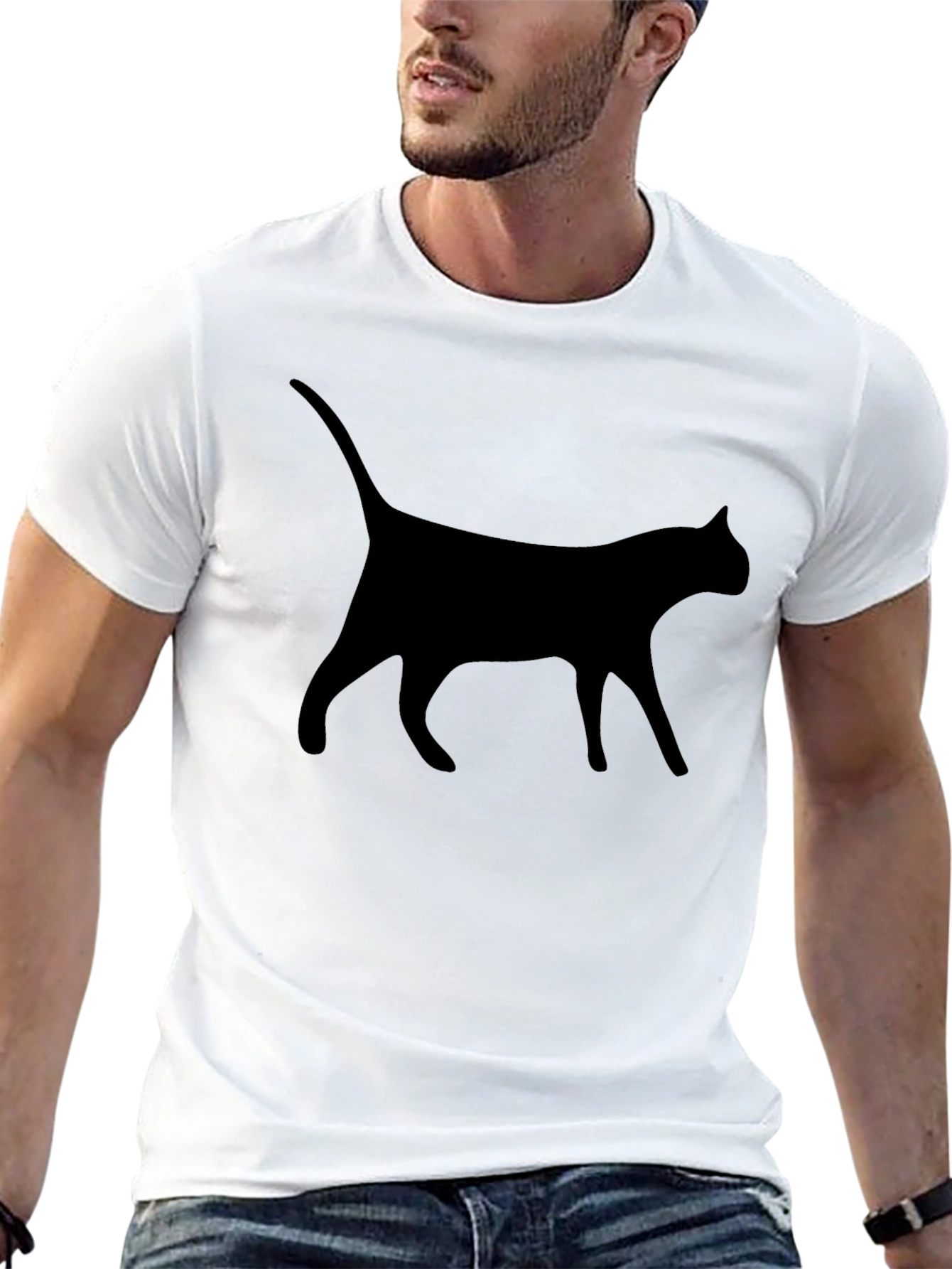 Cat Silhouette Black T-Shirt - Unisex