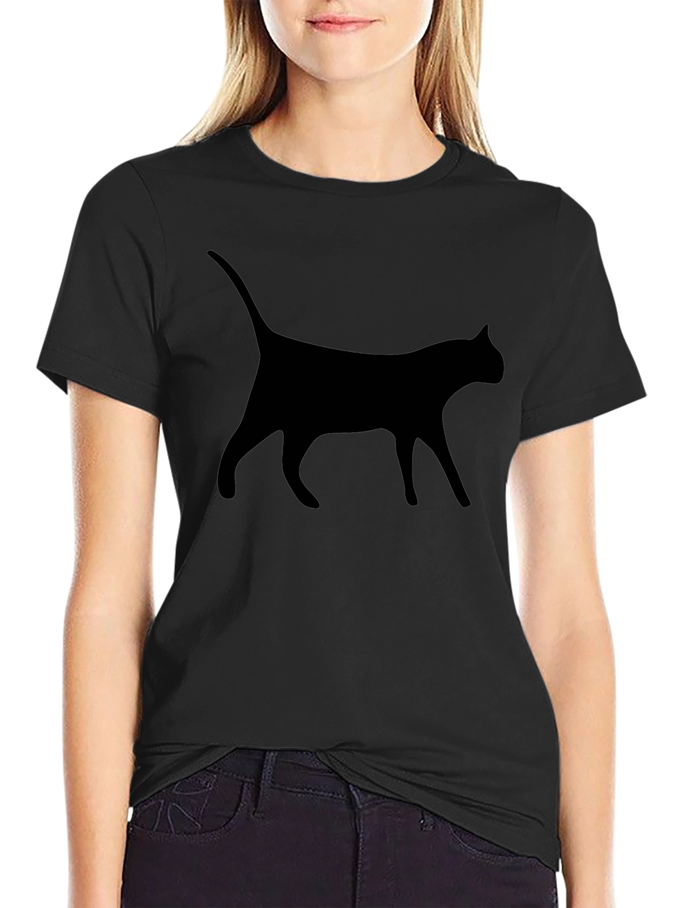 Cat Silhouette Black T-Shirt - Unisex