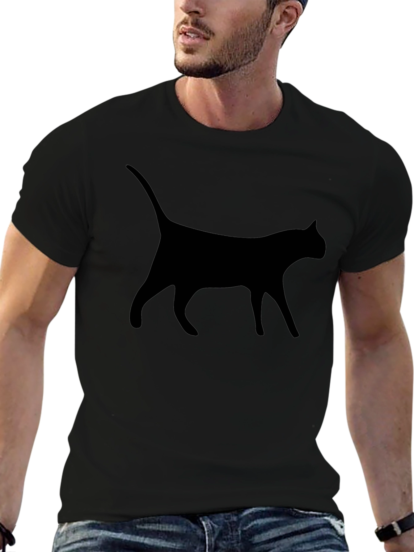 Cat Silhouette Black T-Shirt - Unisex