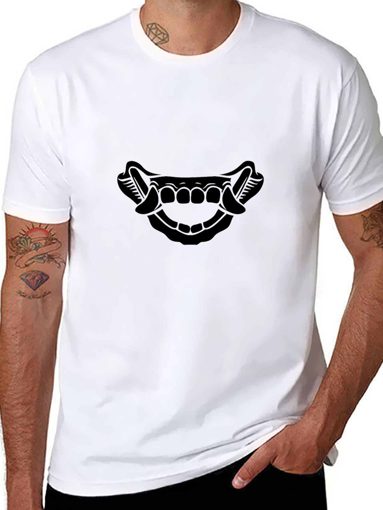 Samurai Teeth Graphic Black T-Shirt