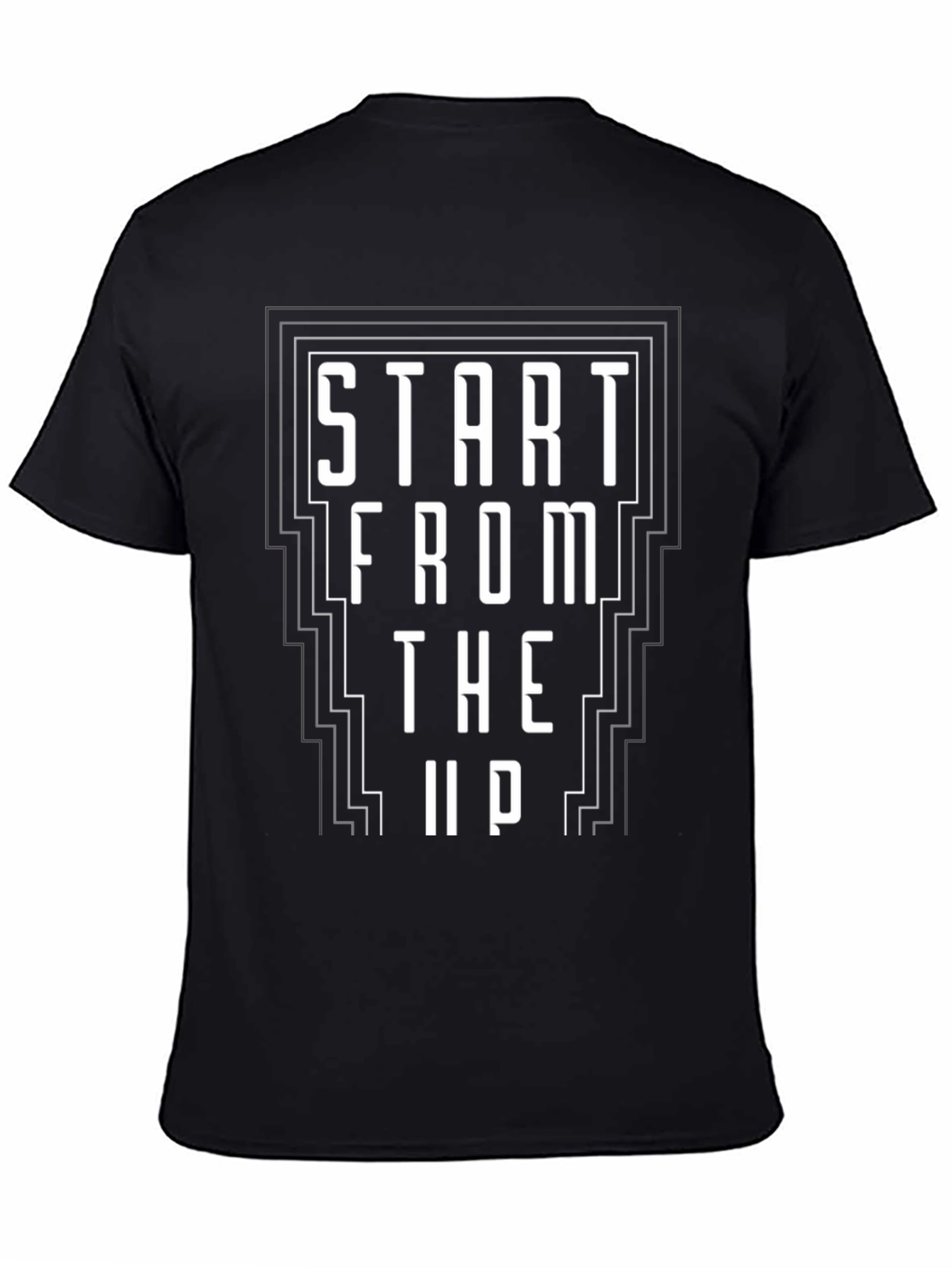 Start From The Up Black Graphic Tee Shirt