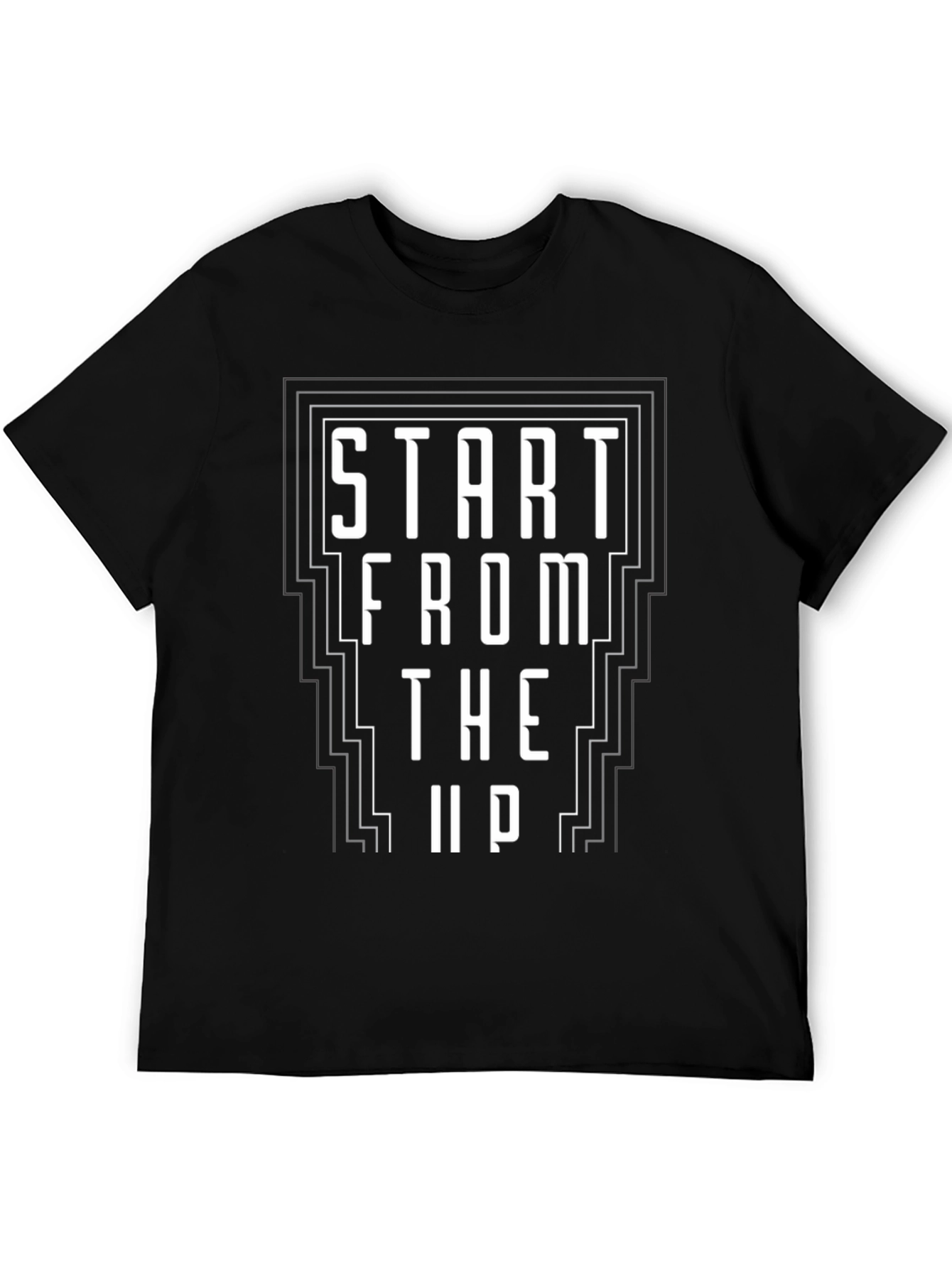 Start From The Up Black Graphic Tee Shirt