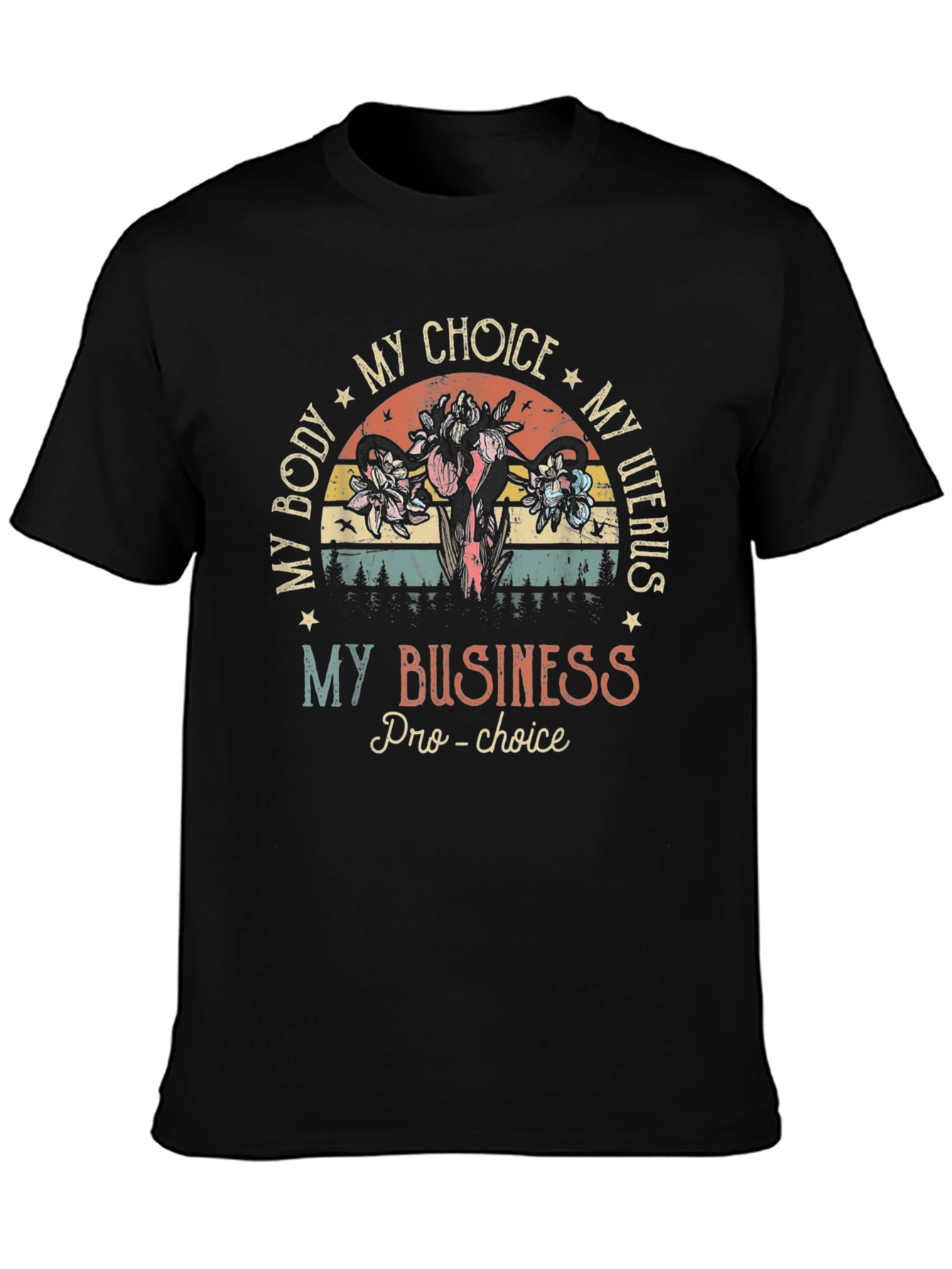 Pro-Choice Uterus Floral T-Shirt