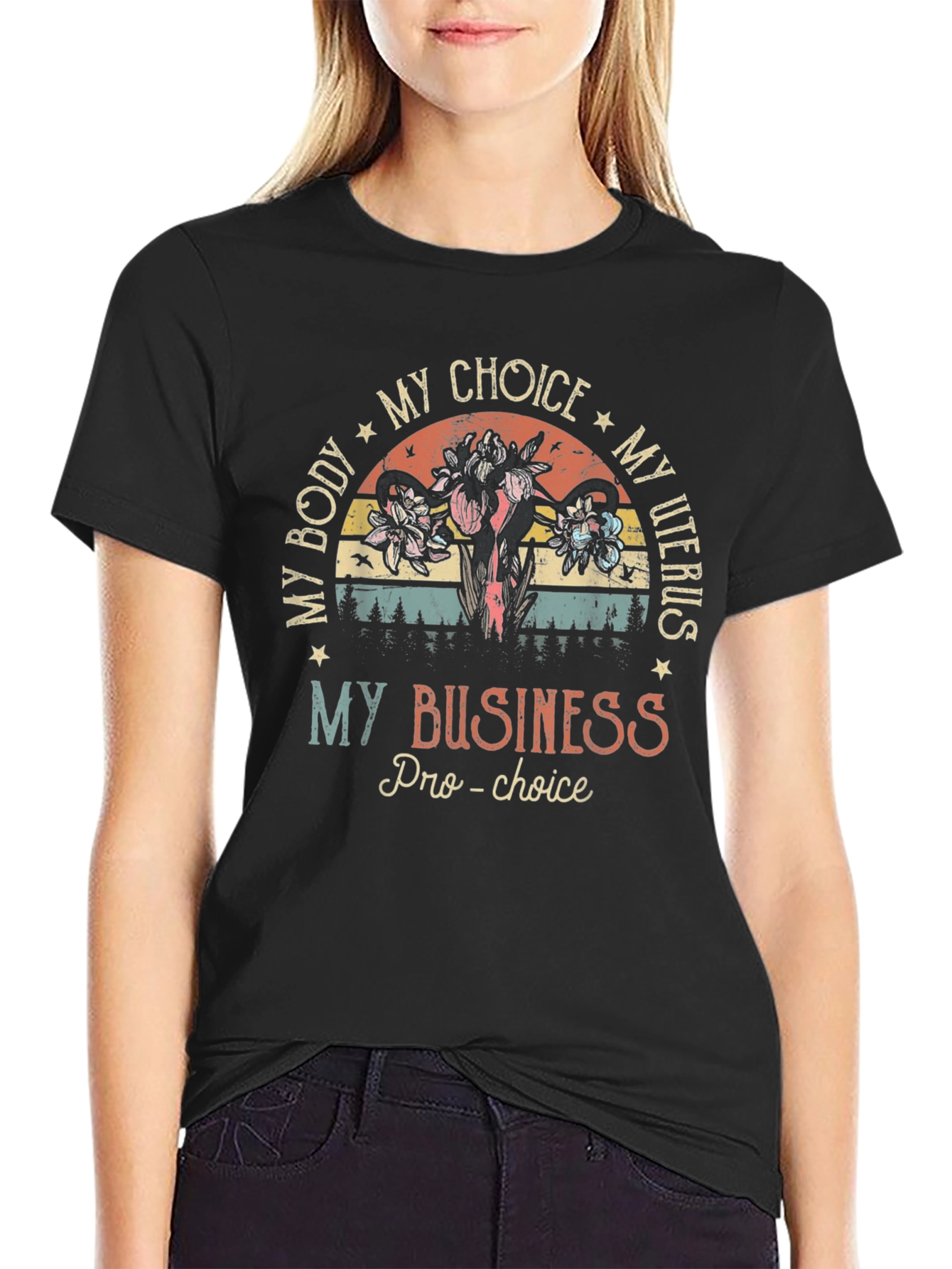 Pro-Choice Uterus Floral T-Shirt