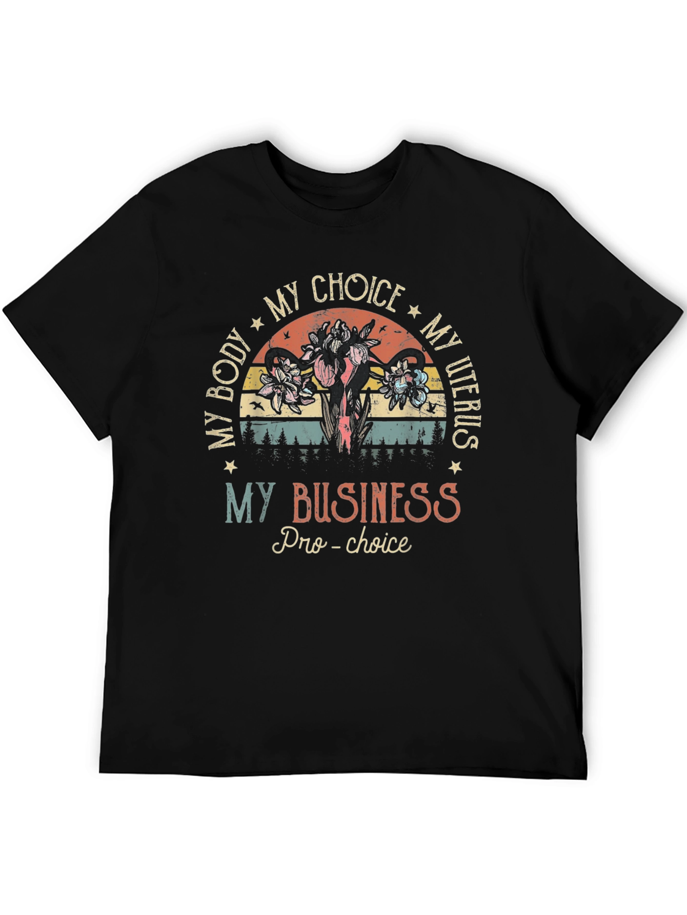 Pro-Choice Uterus Floral T-Shirt
