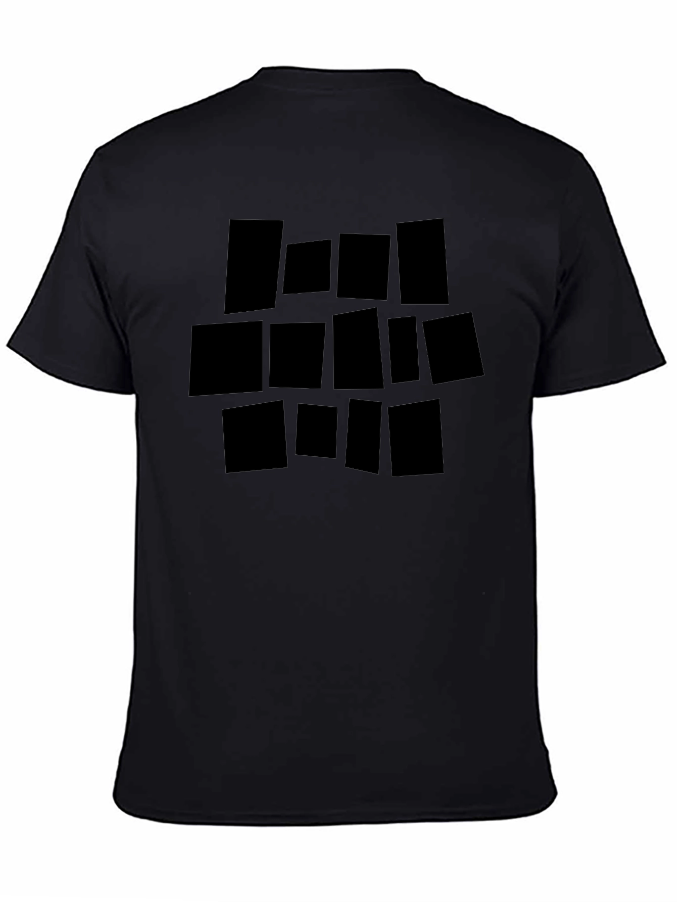 Abstract Geometric Block Print Black T-Shirt
