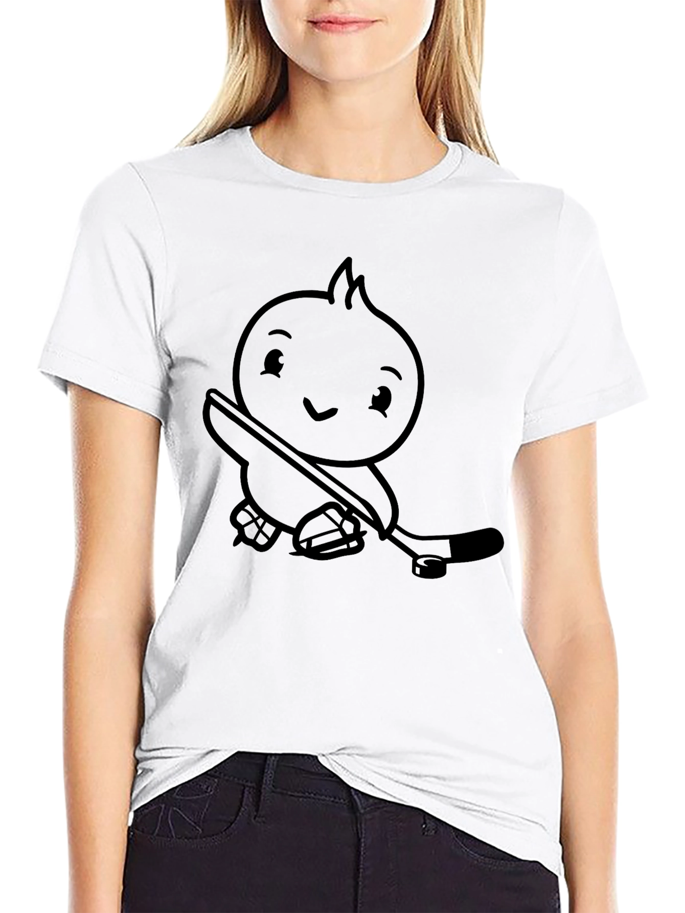 Funny Hockey Player Cartoon T-Shirt