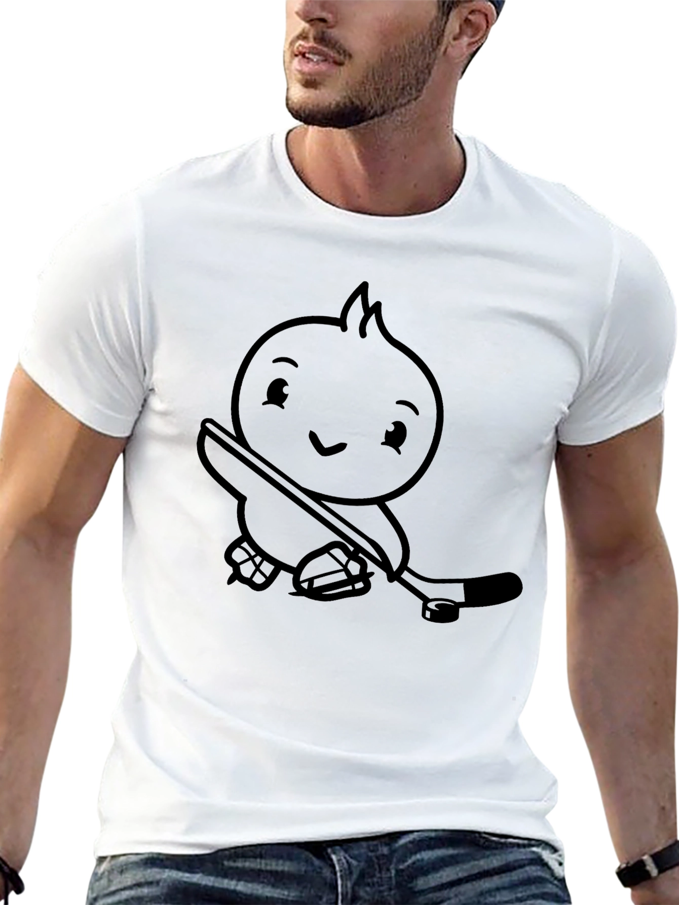 Funny Hockey Player Cartoon T-Shirt