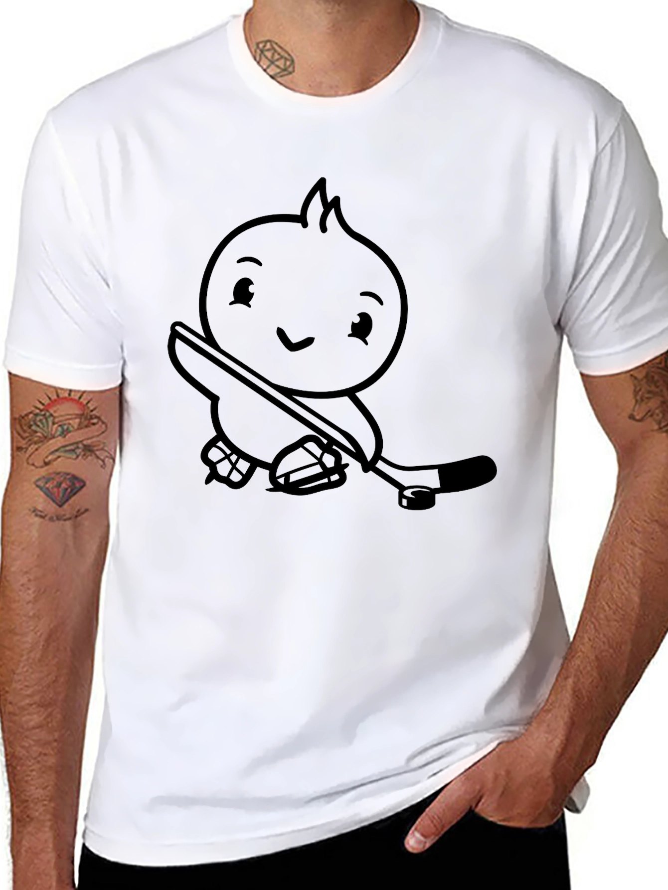 Funny Hockey Player Cartoon T-Shirt