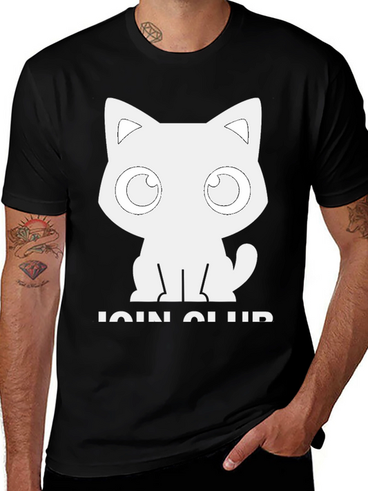 Cute Cat Club T-Shirt - Black Cotton Graphic Tee