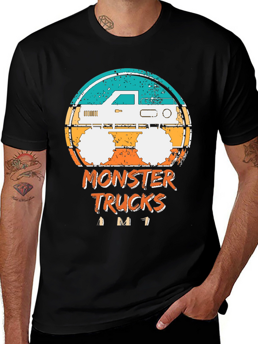 Monster Truck Graphic Tee - Retro Style Black T-Shirt