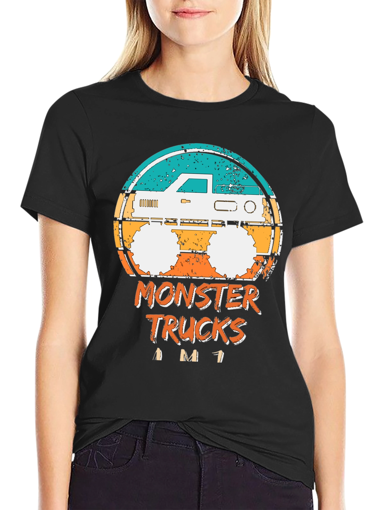 Monster Truck Graphic Tee - Retro Style Black T-Shirt