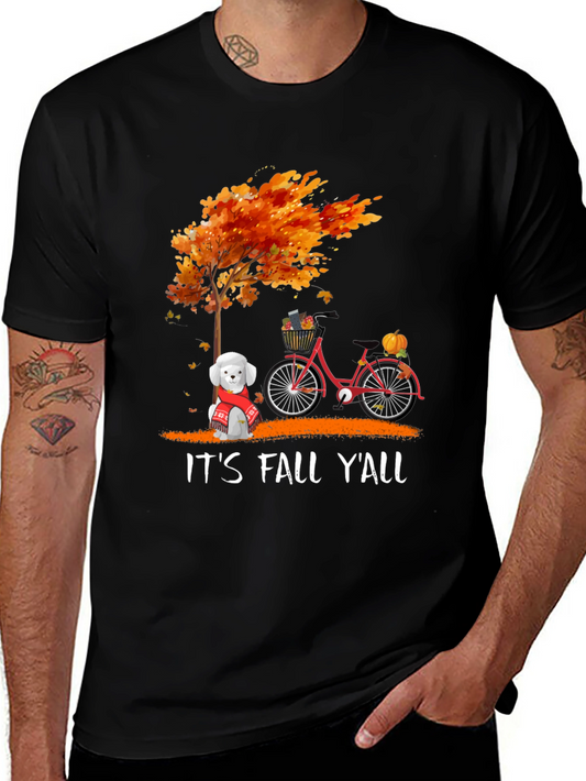 Fall Yall T-Shirt: Autumn Tree Dog & Bike Design
