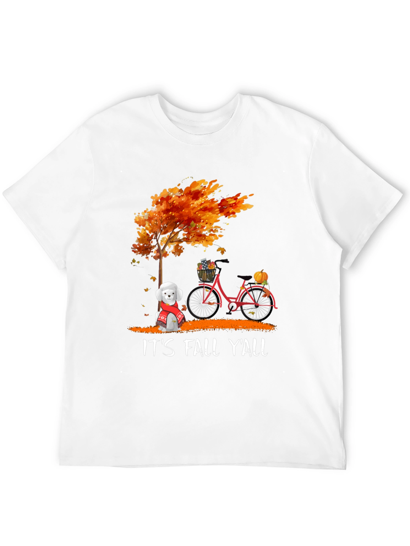 Fall Yall T-Shirt: Autumn Tree Dog & Bike Design