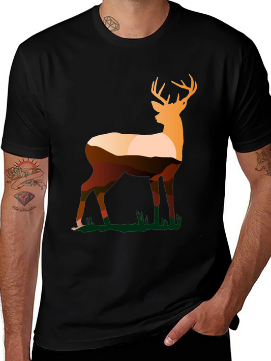 Deer Silhouette Graphic Tee - Nature Inspired Design
