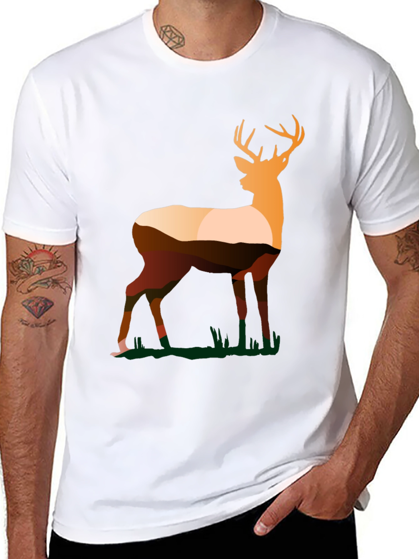 Deer Silhouette Graphic Tee - Nature Inspired Design